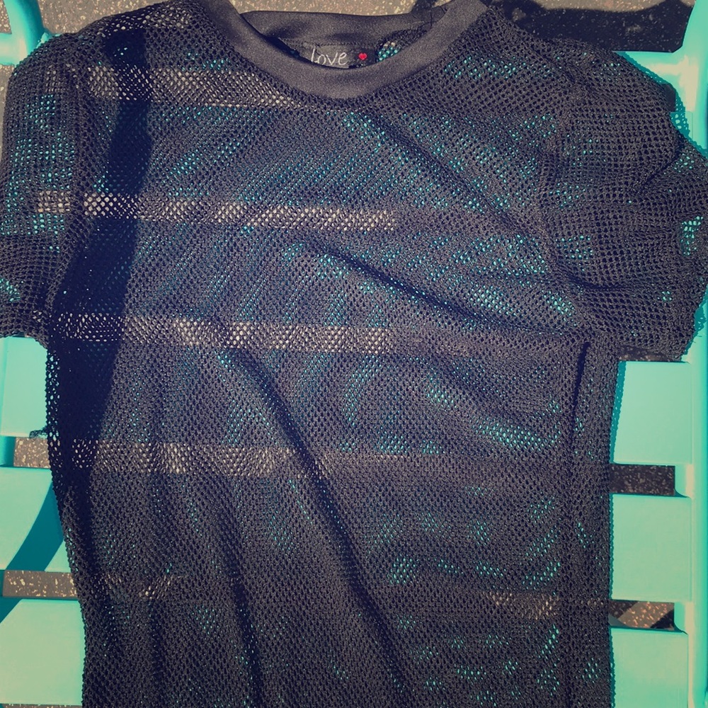 NWOT black fishnet sheer coverup/dress LRG by Love